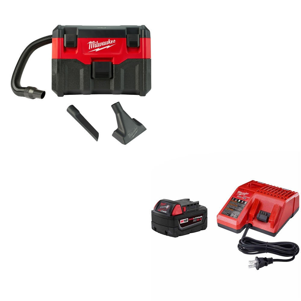 Milwaukee 0880-20 18V Wet/Dry Vacuum, Bare W/ 48-59-1850 M18 XC5.0 Starter Kit