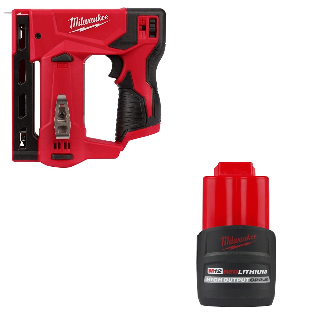 Milwaukee 2447-20 M12 3/8" Crown Stapler W/ FREE 48-11-2425 M12 Battery Pack