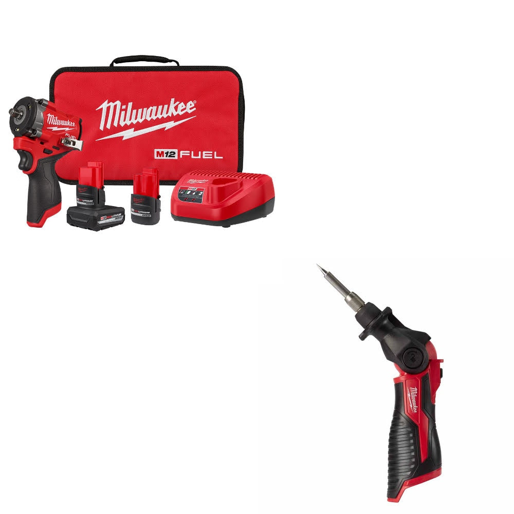 Milwaukee 2562-22 Stubby Impact Wrench Kit W/ FREE 2488-20 Soldering Iron