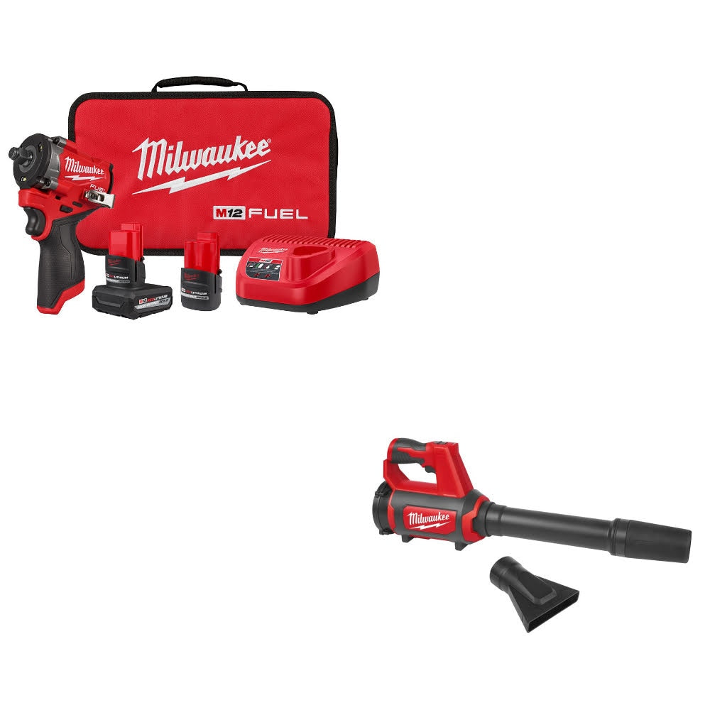 Milwaukee 2563-22 Stubby Impact Wrench Kit W/ FREE 0852-20 Spot Blower