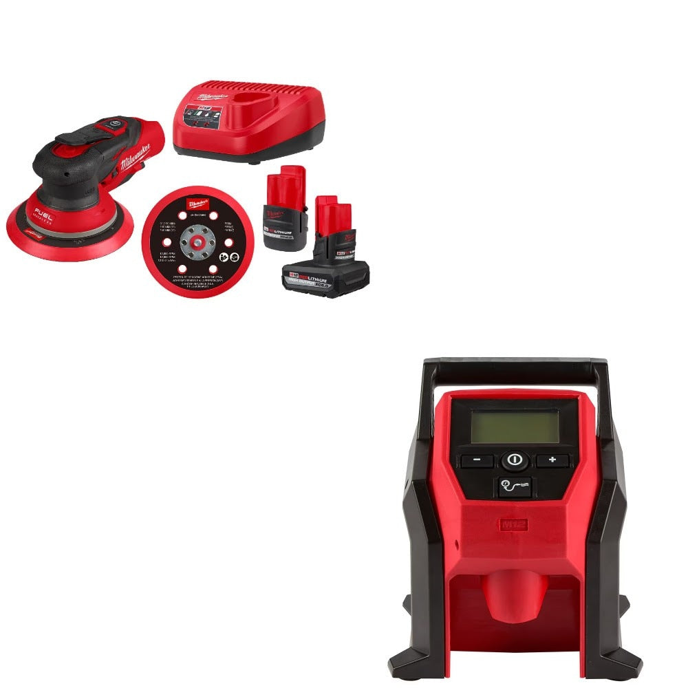 Milwaukee 2585-22CX Random Orbital Sander Kit W/ FREE 2475-20 Inflator