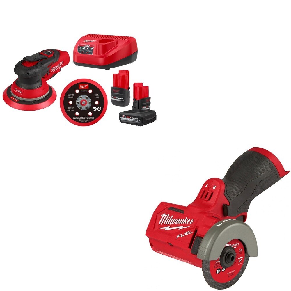 Milwaukee 2585-22CX M12 FUEL 6" Random Orbital Sander (3/16") W/ FREE 2522-20 Cut Off Tool