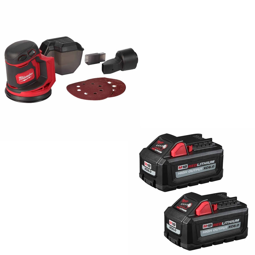 Milwaukee 2648-20 M18 Orbit Sander W/ 48-11-1862 M18 XC6.0 Battery, 2 Pack