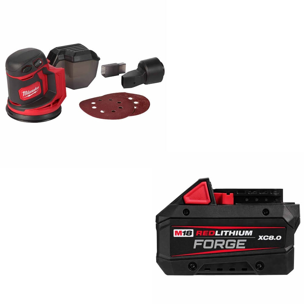 Milwaukee 2648-20 M18 Random Orbit Sander W/ 48-11-1881 M18 XC8.0 Battery Pack