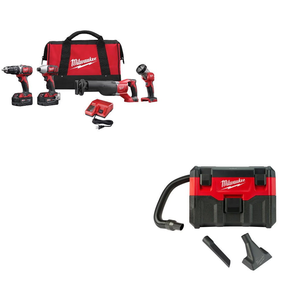 Milwaukee 2696-24 M18 Combo Kit W/ FREE 0880-20 Wet/Dry Vacuum