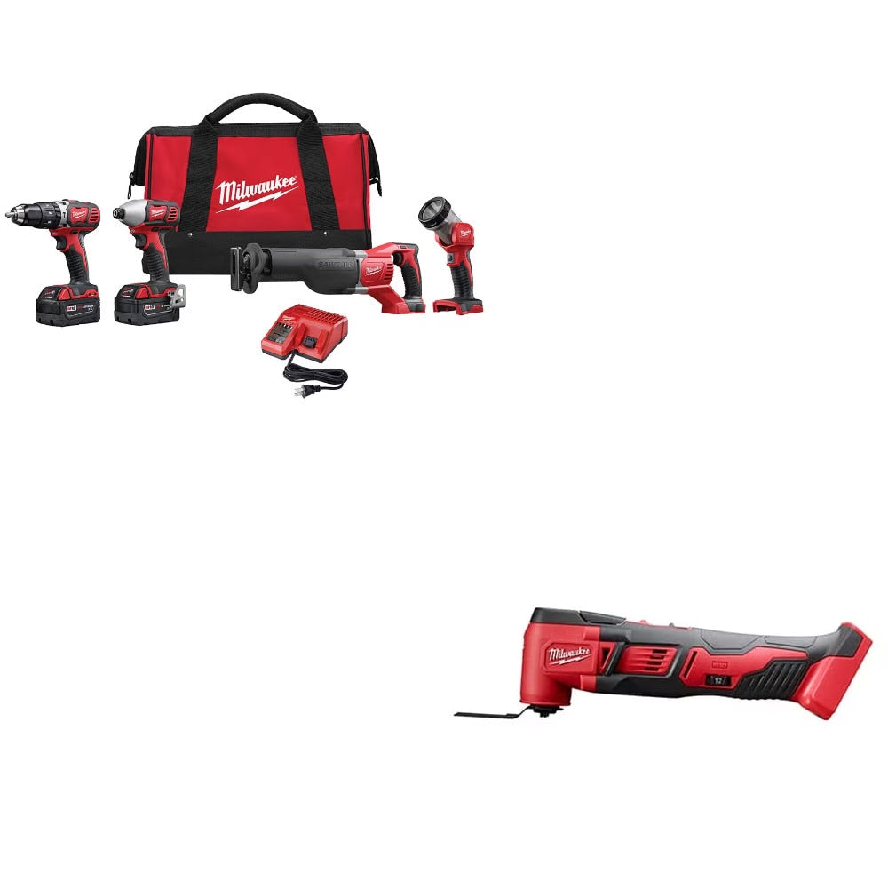 Milwaukee 2696-24 M18 4pc Combo Kit w/ FREE 2626-20 M18 Multi-Tool Bare 2pk
