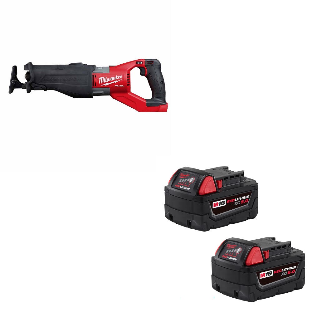 Milwaukee 2722-20 M18 FUEL SAWZALL W/ 48-11-1852 M18 XC5.0 Battery, 2 Pack