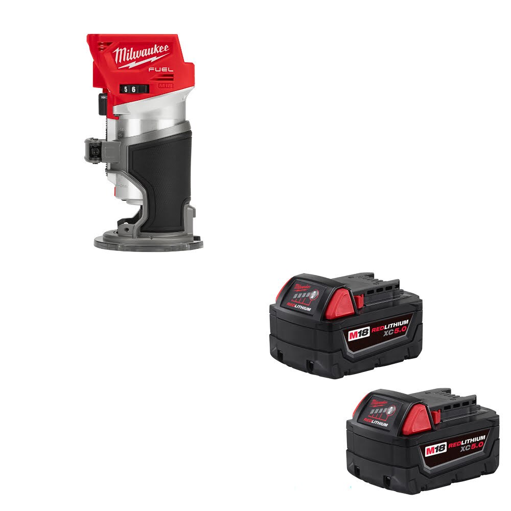 Milwaukee 2723-20 M18 FUEL Router, Bare W/ 48-11-1852 M18 XC5.0 Battery, 2 Pack
