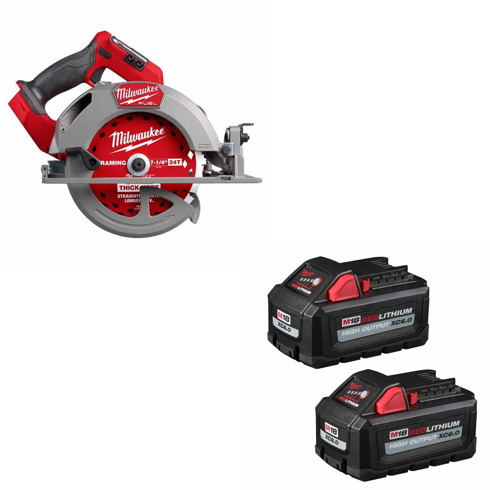 Milwaukee 2834-20 M18 FUEL 7-1/4” Circ Saw W/ 48-11-1862 M18 XC6.0 Battery, 2Pk