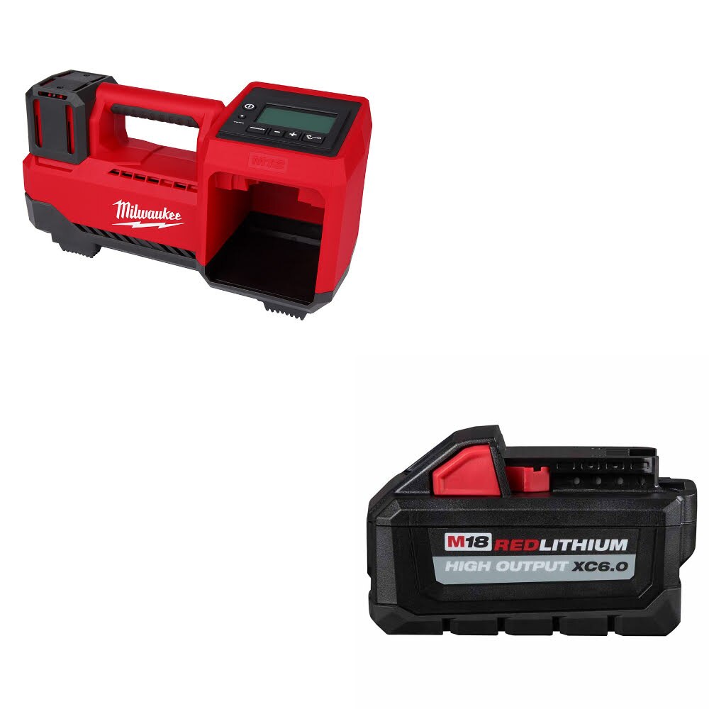 Milwaukee 2848-20 M18 Tire Inflator, Bare W/ 48-11-1865 M18 XC6.0 Battery Pack