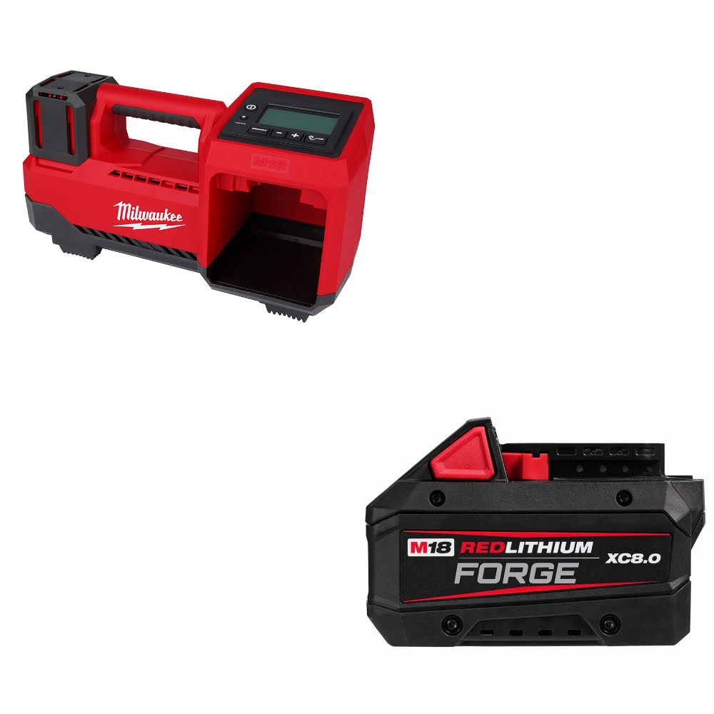Milwaukee 2848-20 M18 Tire Inflator, Bare W/ 48-11-1881 M18 XC8.0 Battery Pack