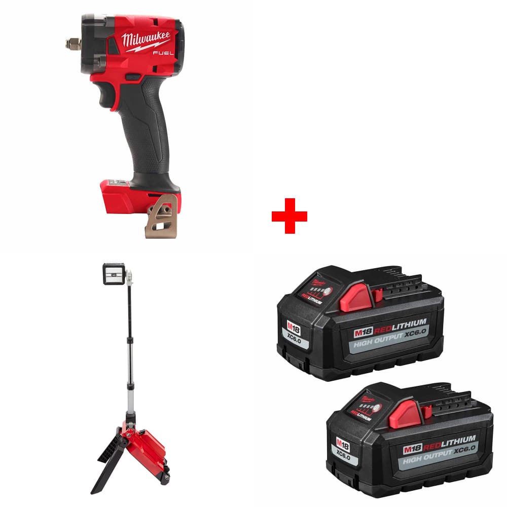Milwaukee 2854-20 M18 FUEL Impact Wrench w/ 2120-20 Light & FREE Battery 2Pk