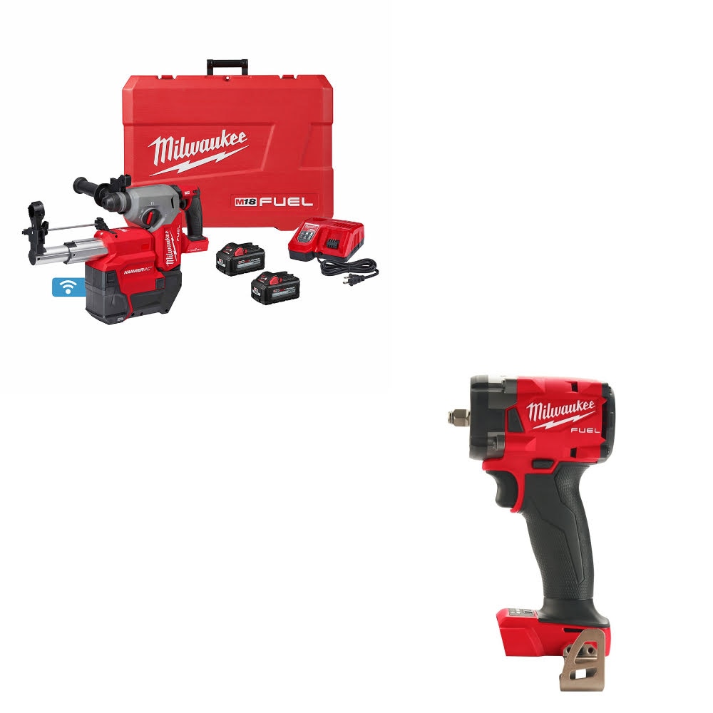 Milwaukee 2914-22DE Rotary Hammer Kit W/ FREE 2854-20 Impact Wrench