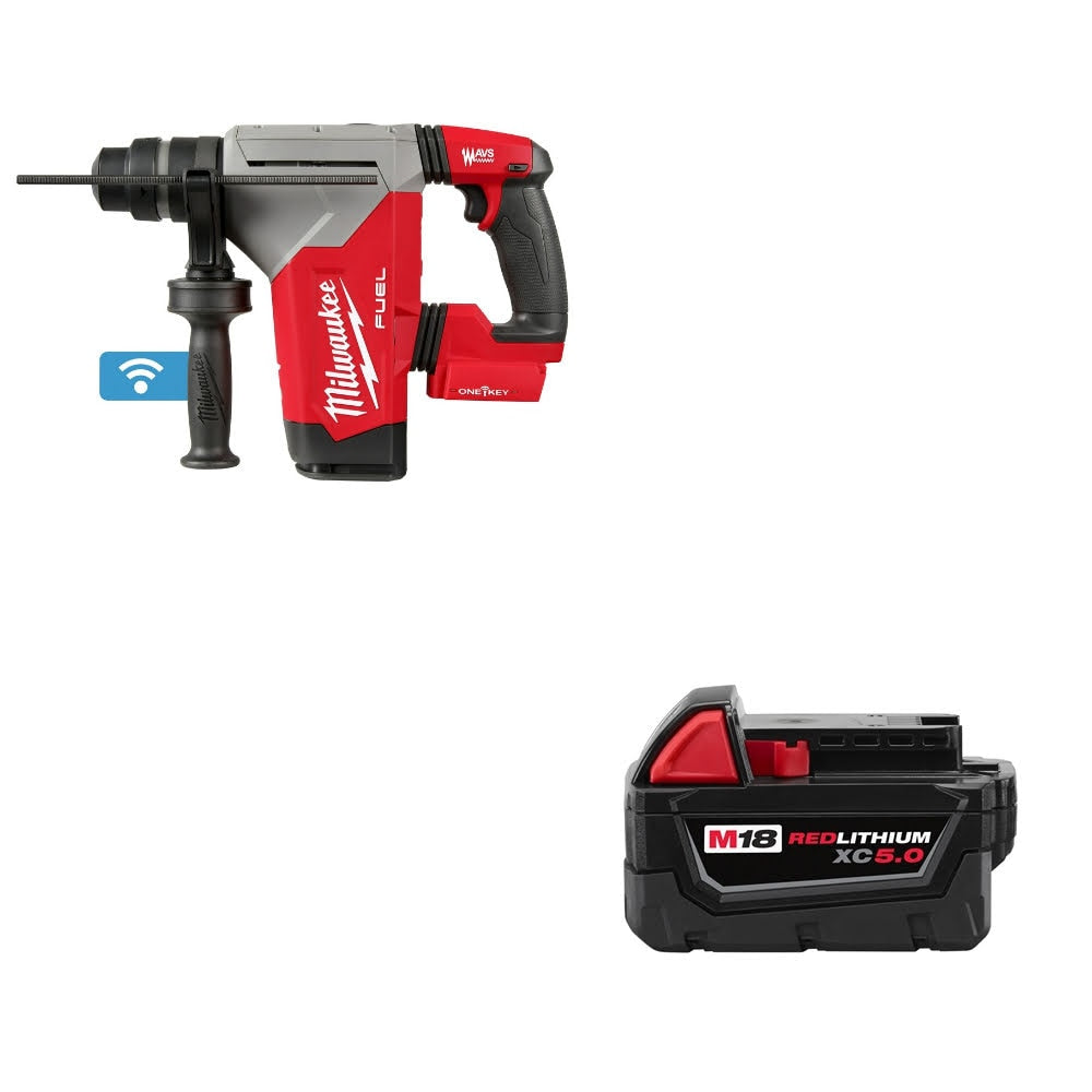 Milwaukee 2915-20 M18 FUEL 1-1/8" Rotary Hammer W/ 48-11-1850 M18 Battery Pack