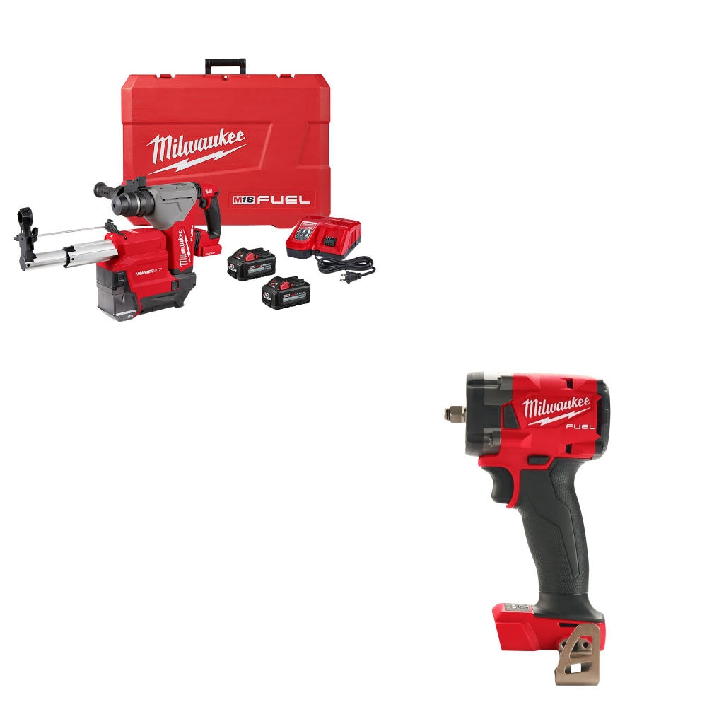 Milwaukee 2915-22DE Rotary Hammer Kit W/ FREE 2854-20 Impact Wrench