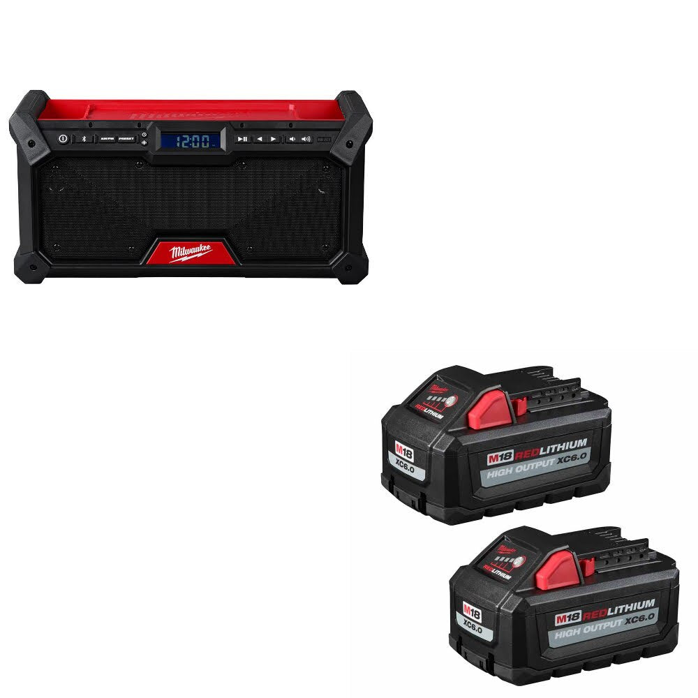 Milwaukee 2952-20 M18 Jobsite Radio W/ 48-11-1862 M18 XC6.0 Battery, 2 Pack