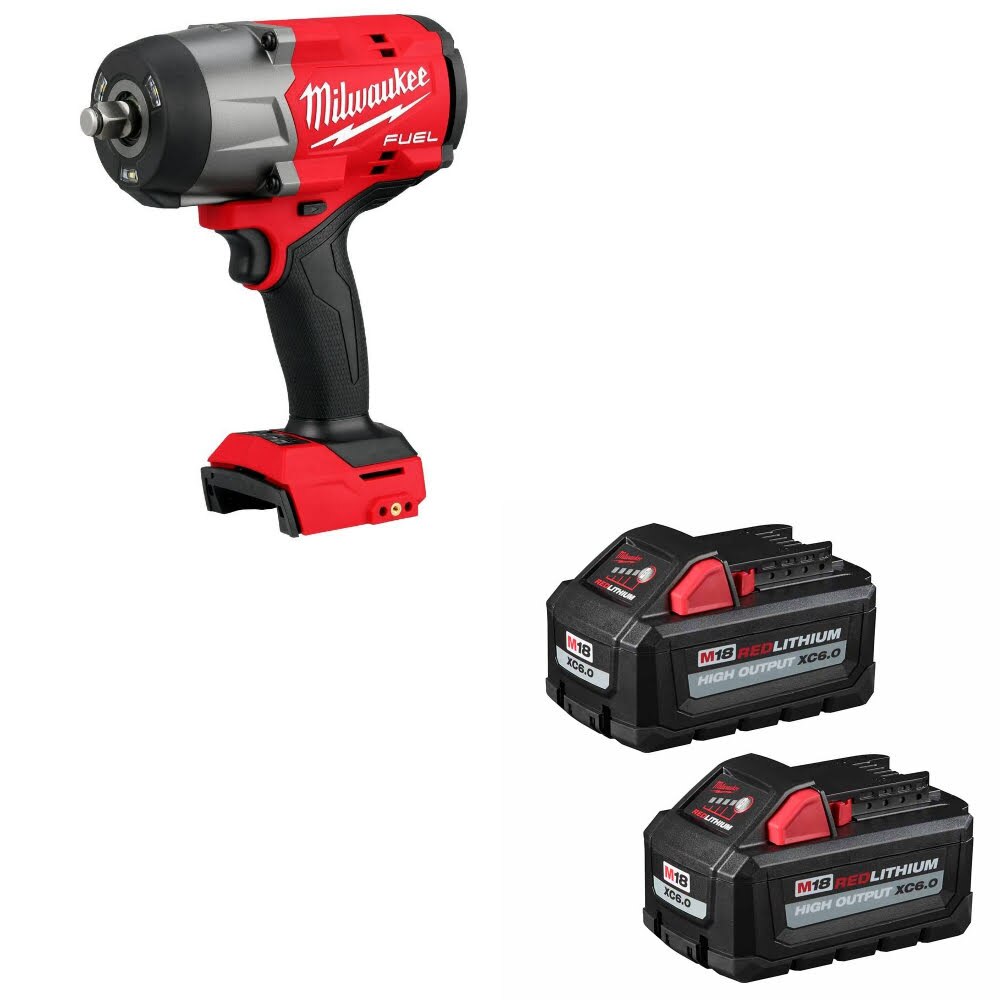 Milwaukee 2967-20 M18 FUEL 1/2" Impact Wrench W/ 48-11-1862 M18 Battery, 2 Pack