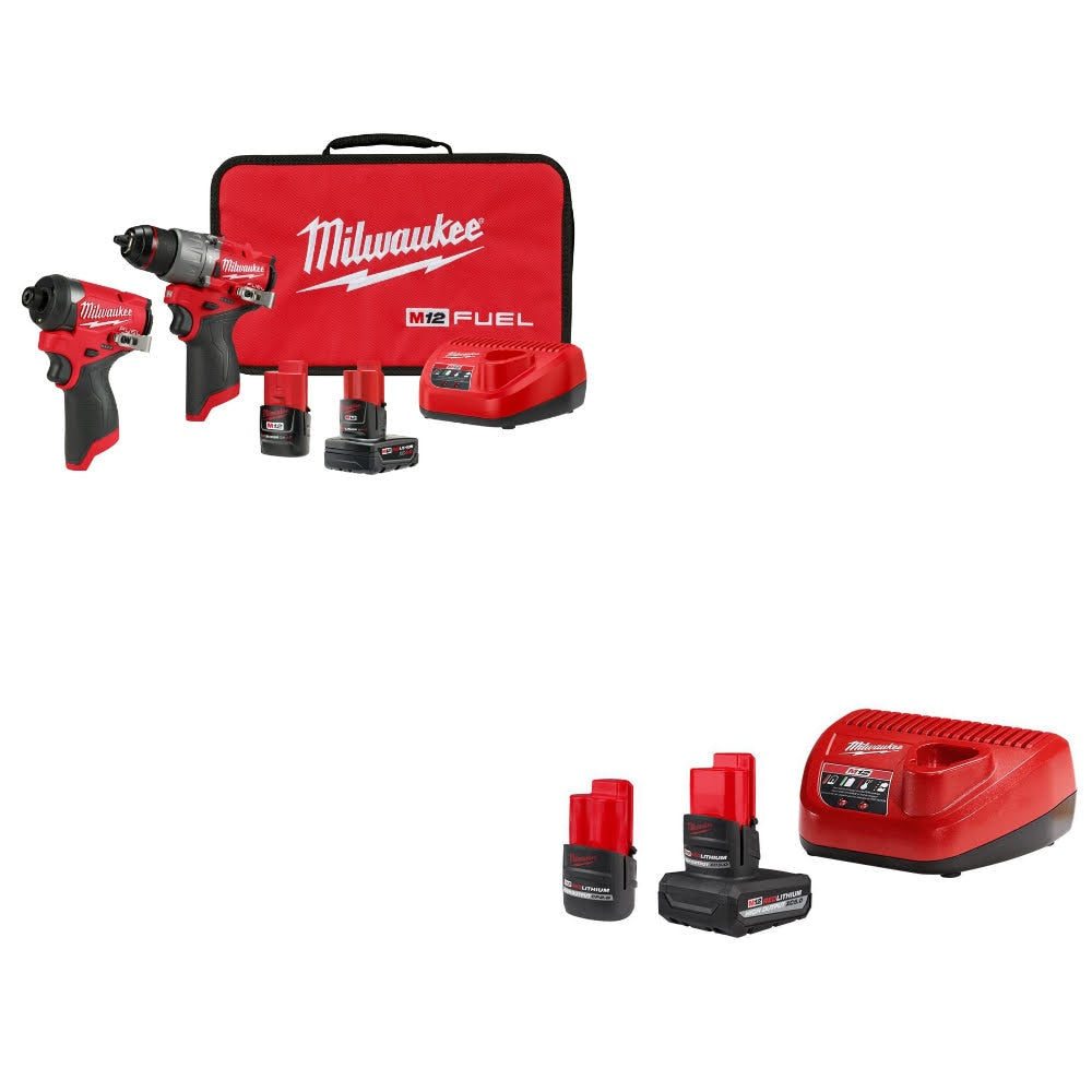 Milwaukee 3497-22 M12 FUEL 2-Tool Combo Kit W/ 48-59-2452S M12 Starter Kit