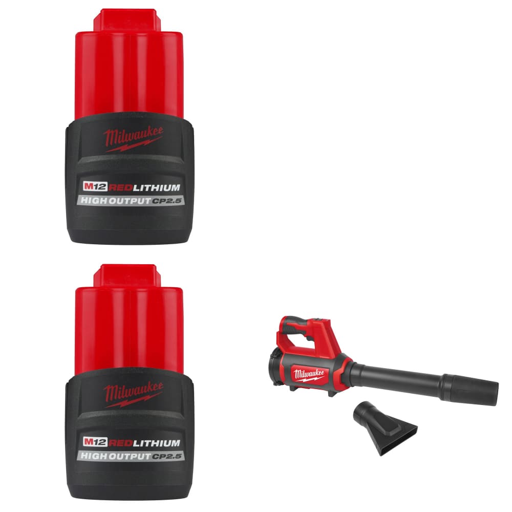Milwaukee 48-11-2425 M12 CP2.5 Battery-2 Pack w/ FREE 0852-20 M12 Spot Blower