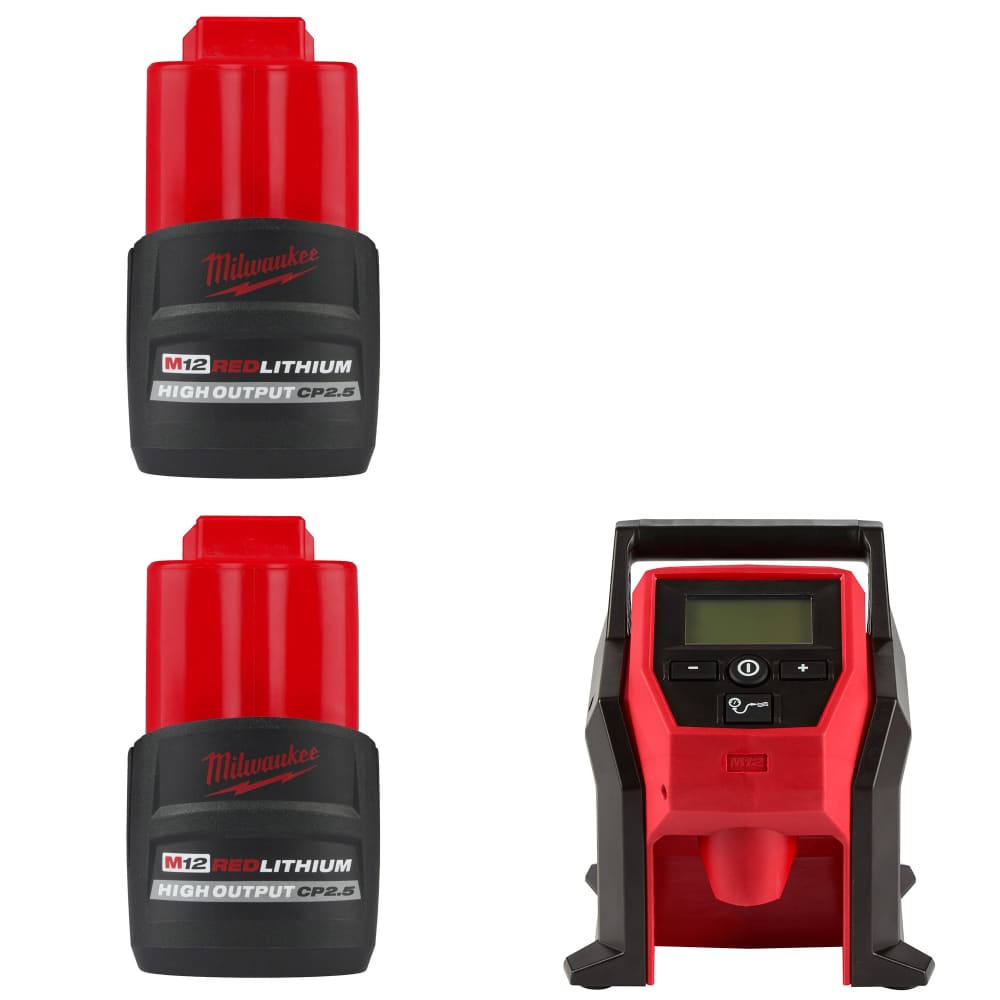 Milwaukee 48-11-2425 M12 CP2.5 Battery-2 Pack w/ FREE 2475-20 M12 Inflator