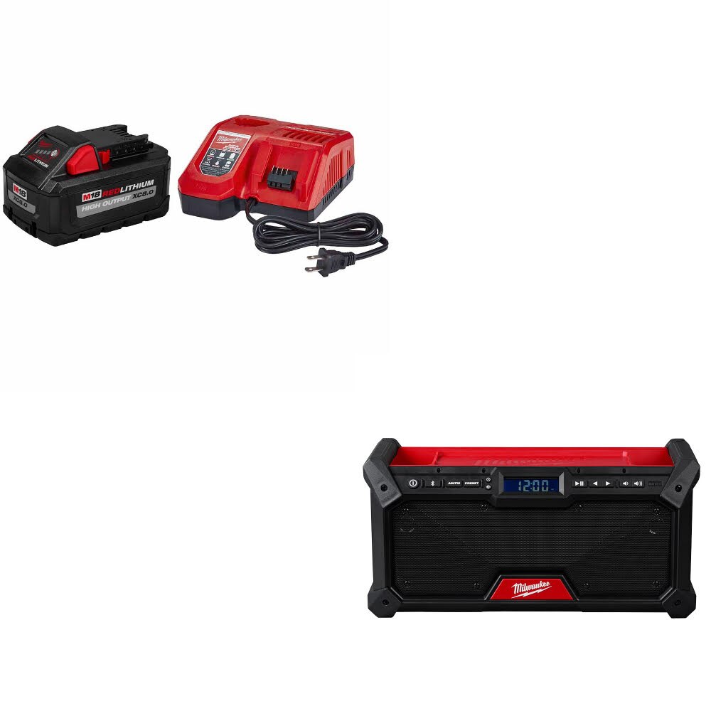 Milwaukee 48-59-1880 M18 XC8.0 Starter Kit W/ 2952-20 M18 Jobsite Radio