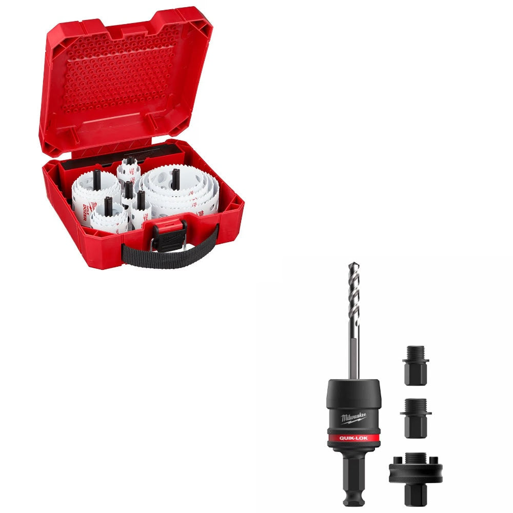 Milwaukee Hole Dozer Hole Saw Kit W/ FREE 7/16" QUIK-LOK Arbor Set