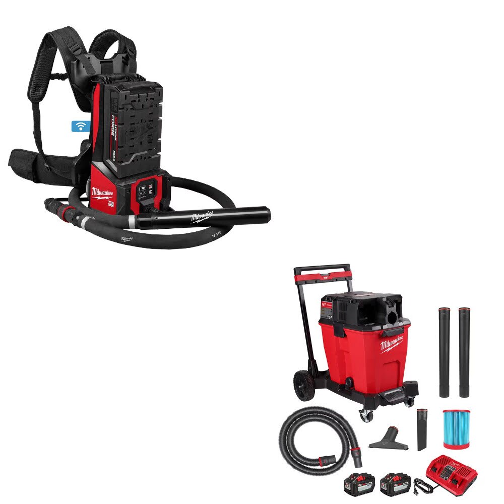 Milwaukee MXF372-2XCB Concrete Vibrator Kit W/ FREE 0930-22HD 12-Gal Vac