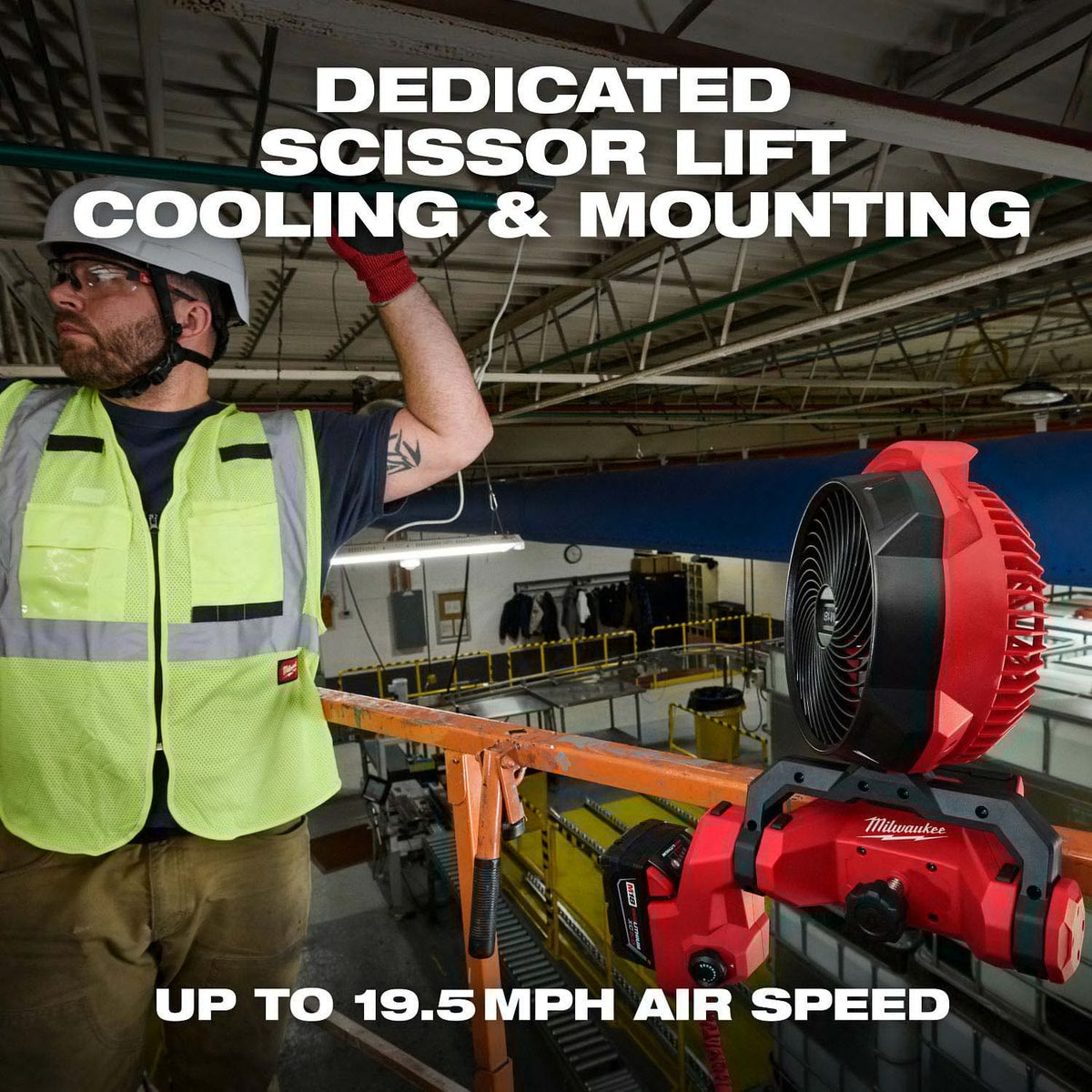 Milwaukee 0817-20 M18 Brushless 7" Scissor Lift Fan with Quick Adjust Clamp - 2