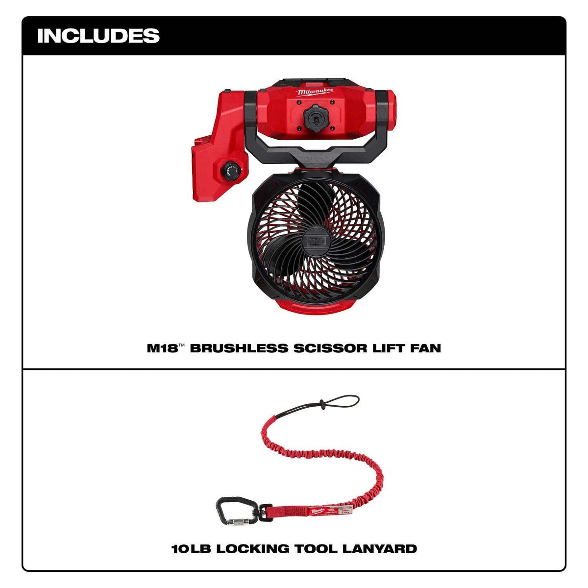 Milwaukee 0817-20 M18 Brushless 7" Scissor Lift Fan with Quick Adjust Clamp - 3