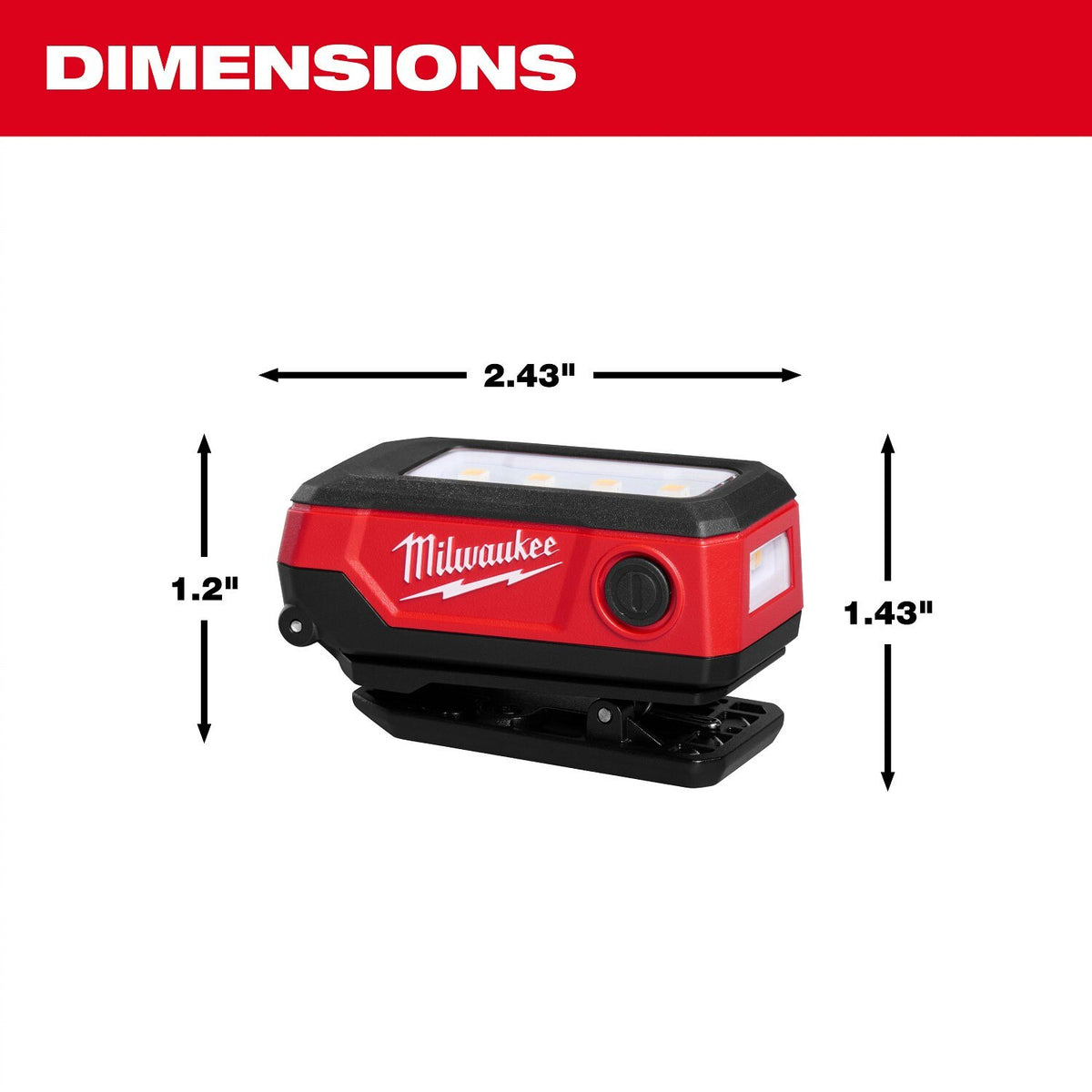 Milwaukee 2014R Rechargeable Clip Light 300 Lumens USB-C - 5