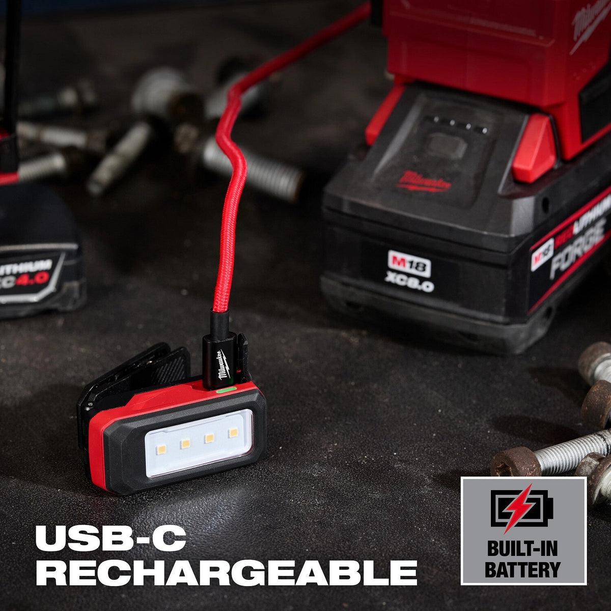 Milwaukee 2014R Rechargeable Clip Light 300 Lumens USB-C - 9