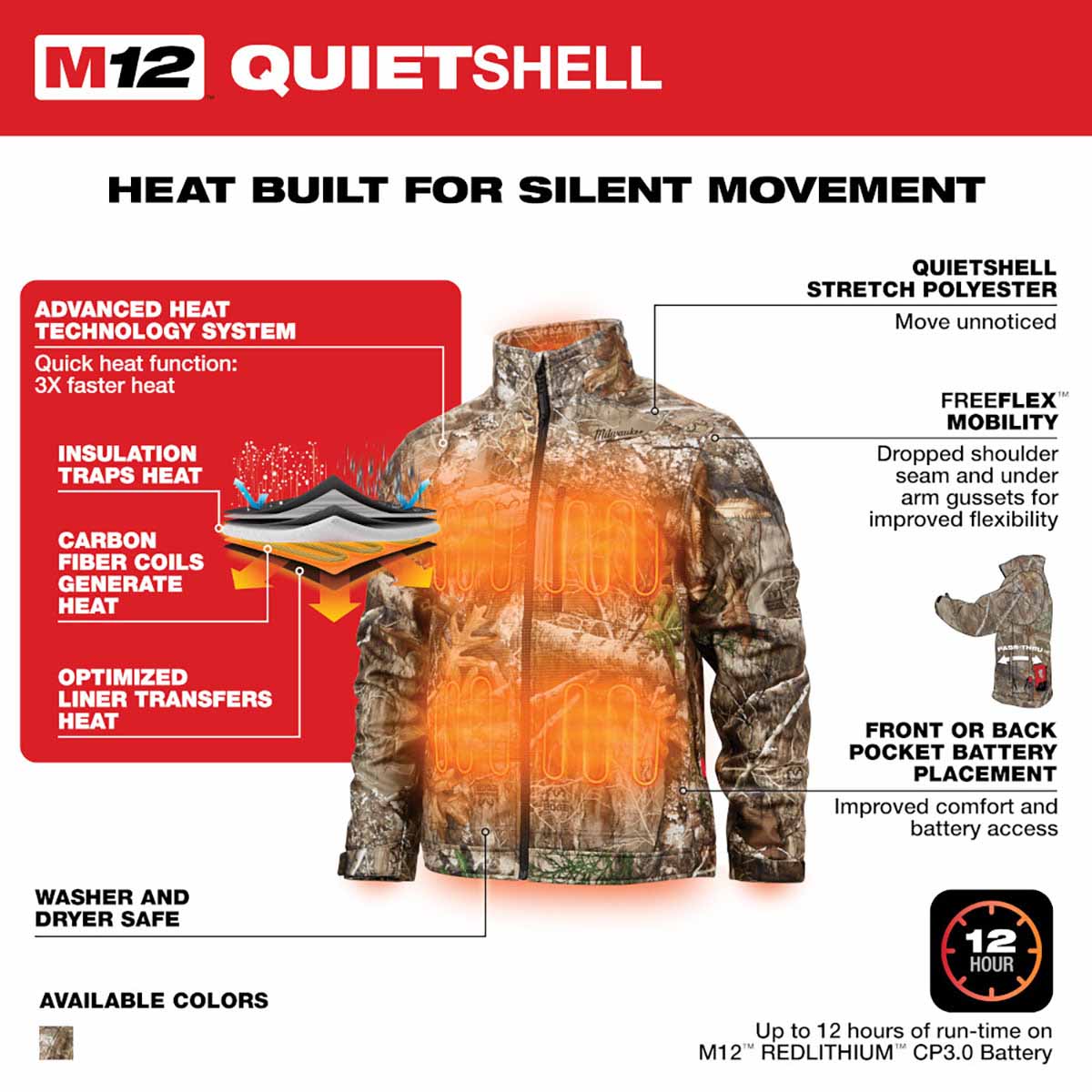 Milwaukee 224C-21 M12 Camo Long Sleeve Heated Jacket