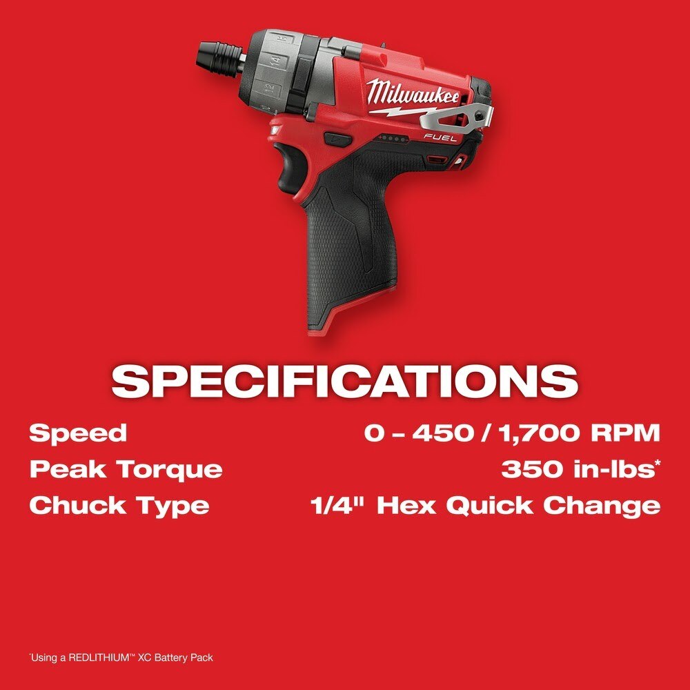 Milwaukee 2402-20 M12 FUEL 1/4" Hex 2-Speed Screwdriver - 7