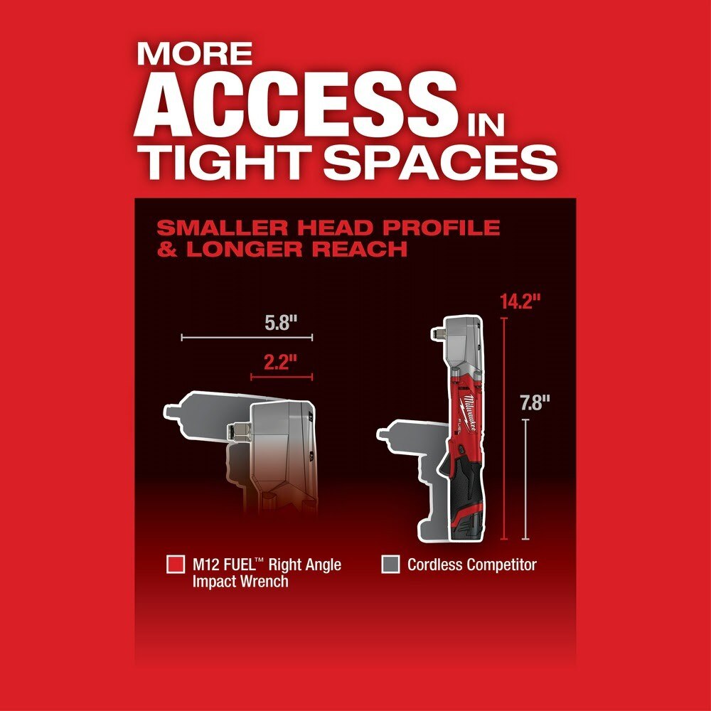 Milwaukee 2565-20 M12 FUEL 1/2" Right Angle Impact Wrench (Bare Tool) - 6