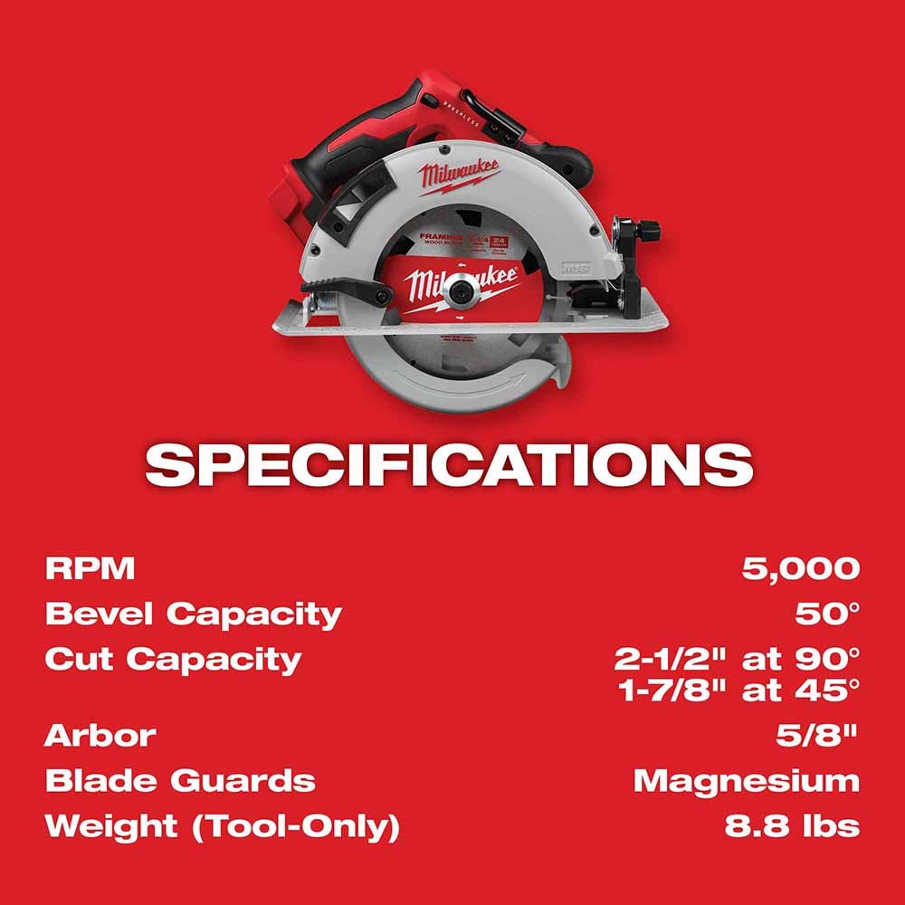 Milwaukee 2631-80 M18 Brushless 7-1/4" Circular Saw Bare Tool (Reconditioned) - 8