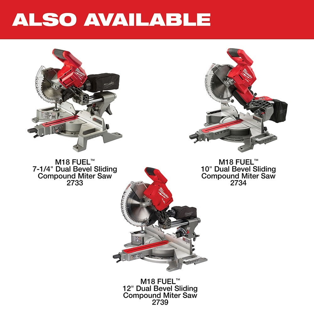 Milwaukee 2734-80 M18 FUEL Dual Bevel Sliding Compound Miter Saw Bare Tool (Reconditioned) - 12