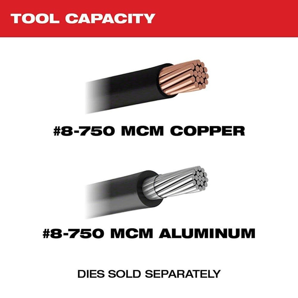 Milwaukee 2779-82 11" M18 FORCE LOGIC 750 MCM Crimper Kit with Batteries Charger Case (2 Batteries) - 4