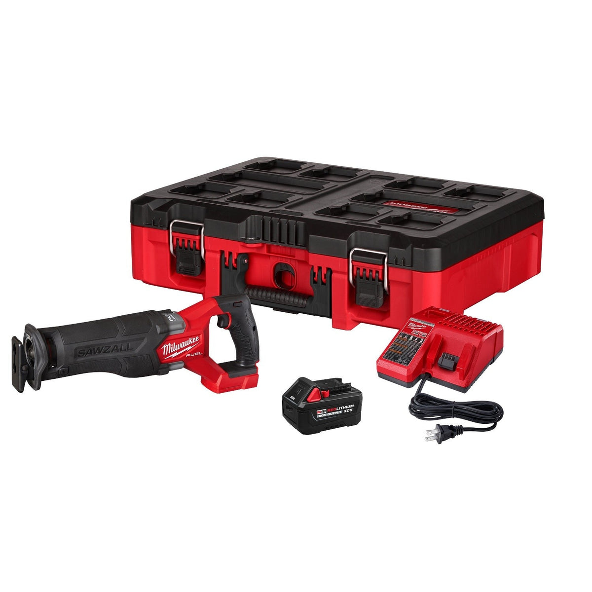 Milwaukee 2821-21HO M18 FUEL Sawzall Recip Saw PACKOUT Kit with 5 Ah Battery Charger and Tool Case - 13