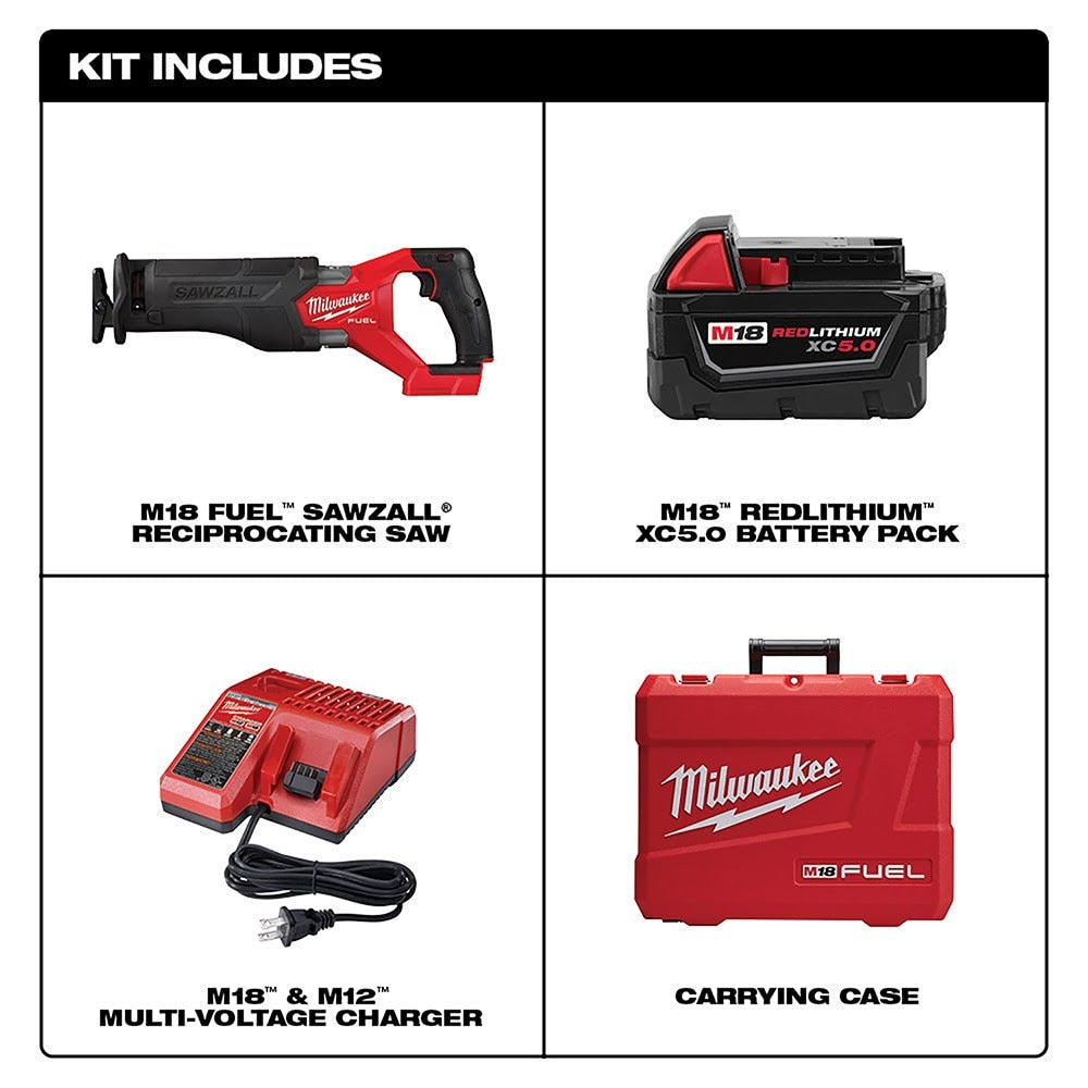 Milwaukee 2821-21 M18 FUEL™ SAWZALL® Recip Saw - 1 Battery XC5.0 Kit - 3