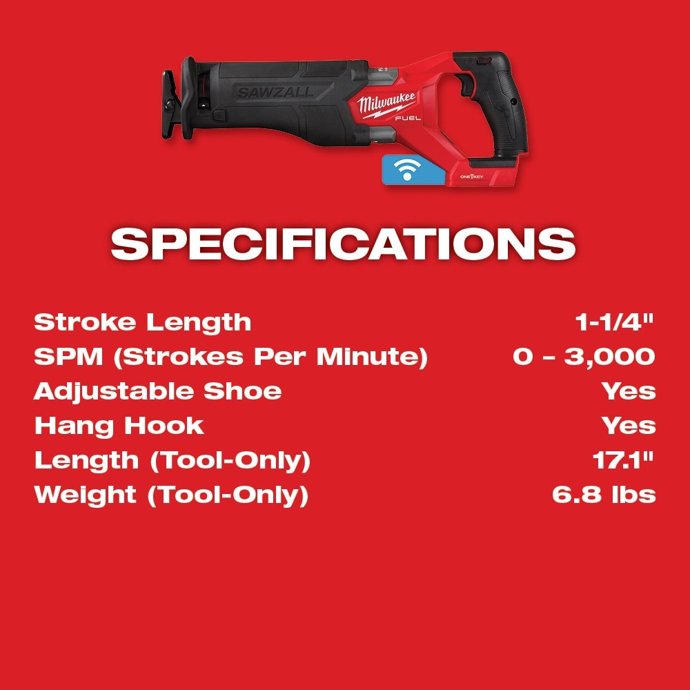 Milwaukee 2822-20 M18 FUEL™ SAWZALL® Recip Saw W/ One-Key™ - 13
