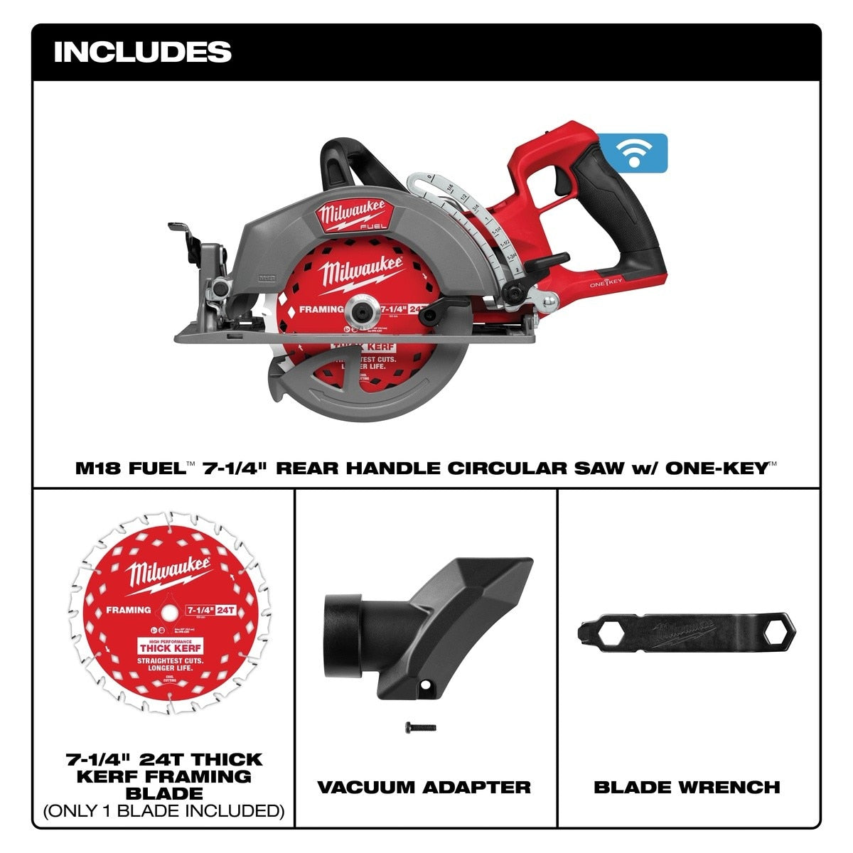 Milwaukee 2931-20 M18 FUEL 7-1/4" Rear Handle Circular Saw with ONE-KEY Tool Only - 4