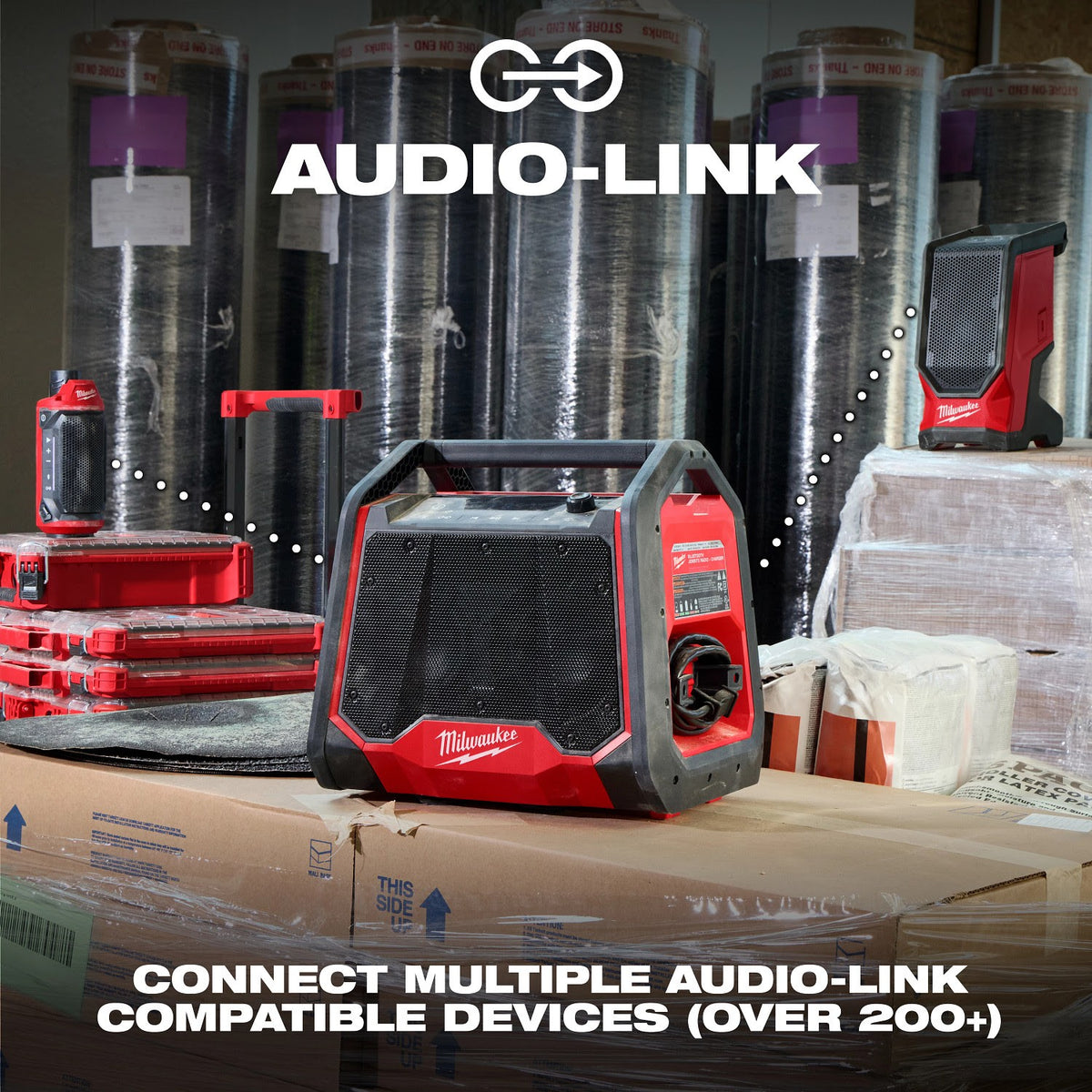 Milwaukee 2956-20 M18 Bluetooth Jobsite Radio and Charger with AUDIO-LINK and USB-C - 6