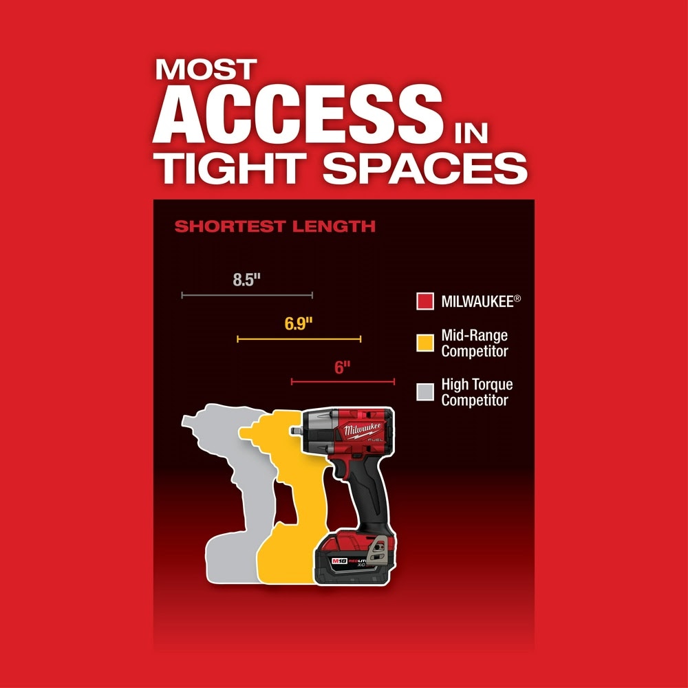 Milwaukee 2960-80 M18 FUEL 3/8" Mid-Torque Impact Wrench with Friction Ring Bare Tool Reconditioned - 6
