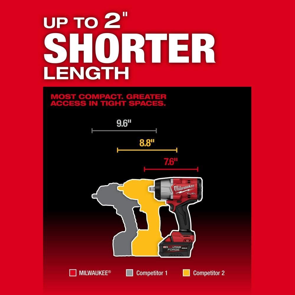 Milwaukee 2967-80 M18 FUEL 1/2" High Torque Impact Wrench with Friction Ring (Reconditioned) - 7