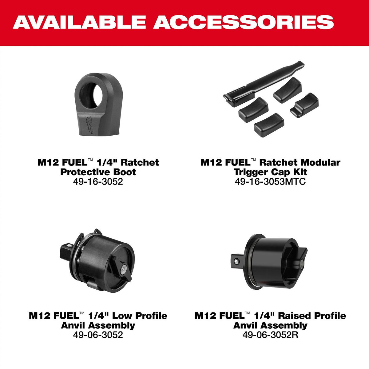 Milwaukee 3052-20 M12 FUEL 1/4 Inch Cordless Ratchet, 550 RPM, 45 ft-lbs, Compact Head (Bare Tool) - 13