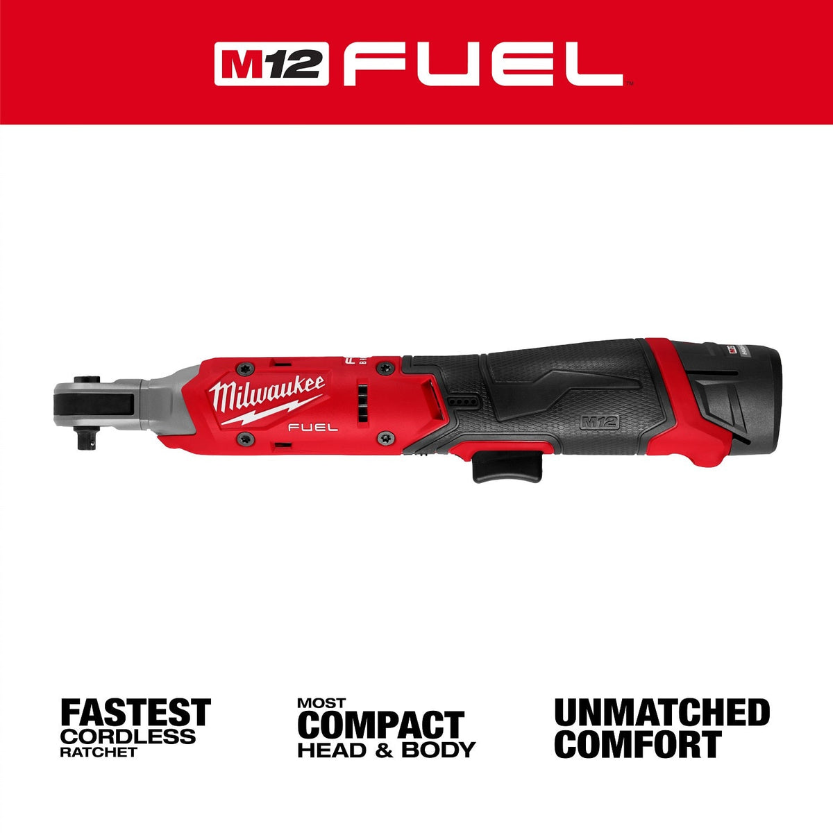 Milwaukee 3052-21 M12 FUEL 1/4 Inch Ratchet Kit with 550 RPM and 45 ft-lbs Max Torque (1 Battery) - 2