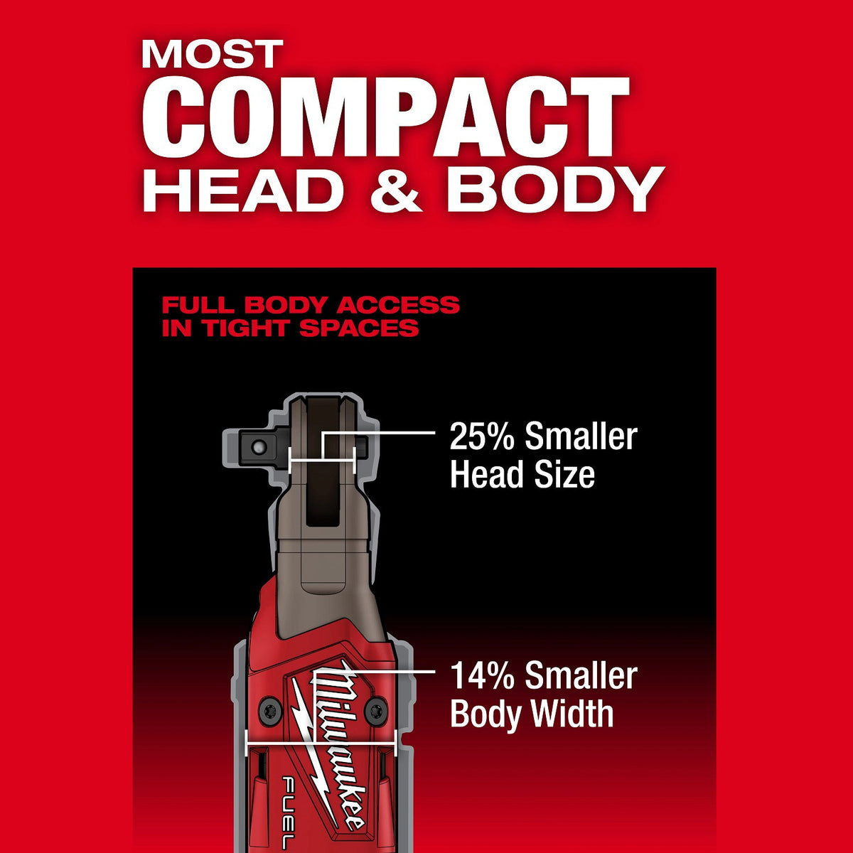 Milwaukee 3053-20 M12 FUEL 3/8 Inch Cordless Ratchet Bare Tool (No Battery or Charger) - 6