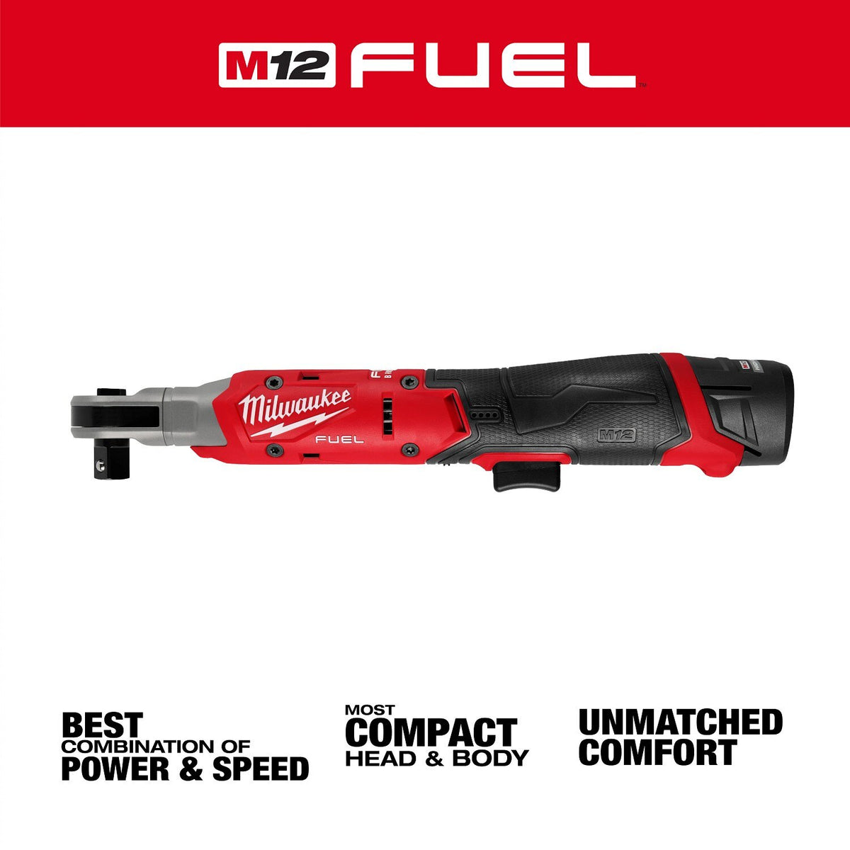 Milwaukee 3054-21 M12 FUEL 1/2 Inch Ratchet Kit with 80 ft-lbs torque and 300 RPM (2.5Ah Battery) - 2