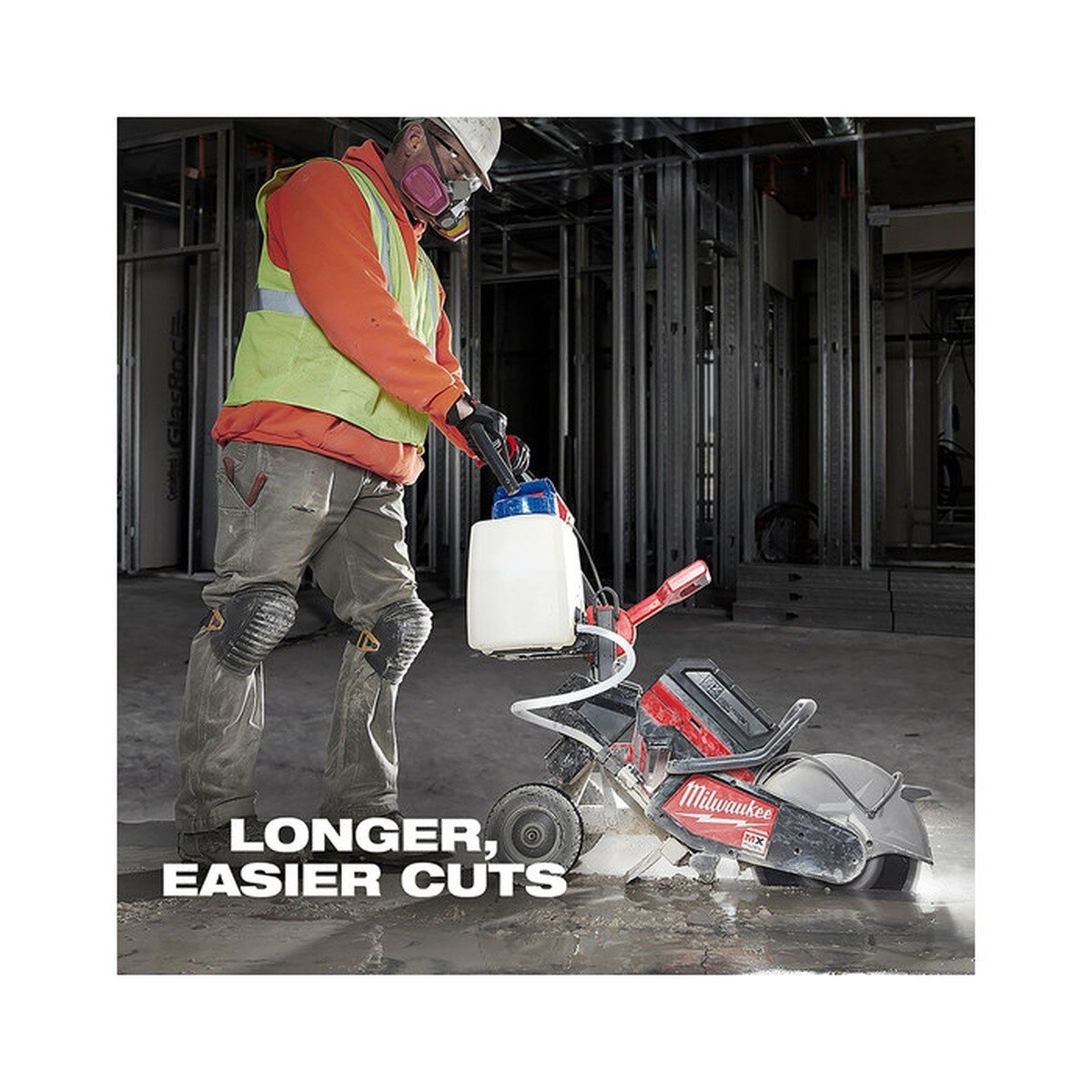 Milwaukee 3100 41.9" x 37" x 18.3" Cut-Off Saw Cart with Gravity Feed Water Tank - 4