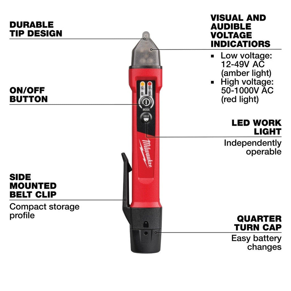 Milwaukee 3203-20 Dual Range Non-Contact Voltage Detector with LED - 2